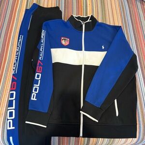 Polo Ralph Lauren Men's 2 piece colorblock Sweatsuit Size 2XLT Black Blue White